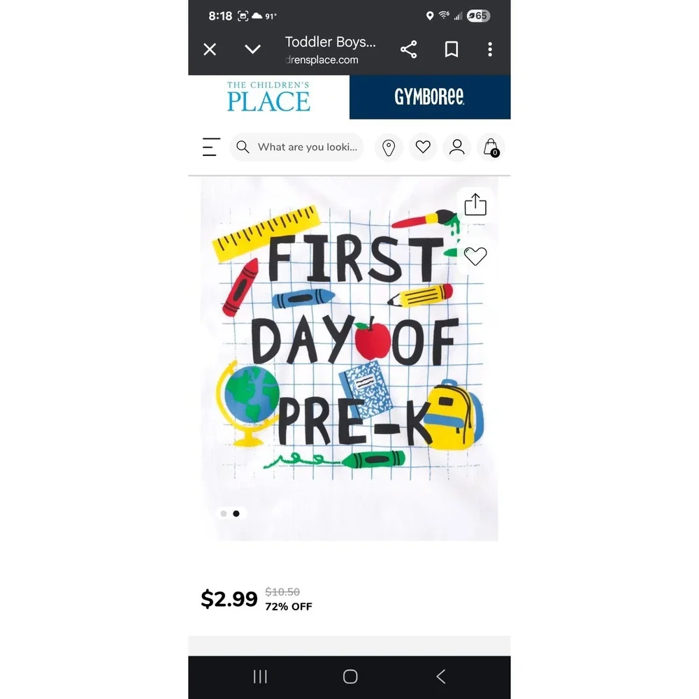 New The Children's Place FIRST DAY Of PRE-K Boys sz 4T Back To‎ School Tee Shirt